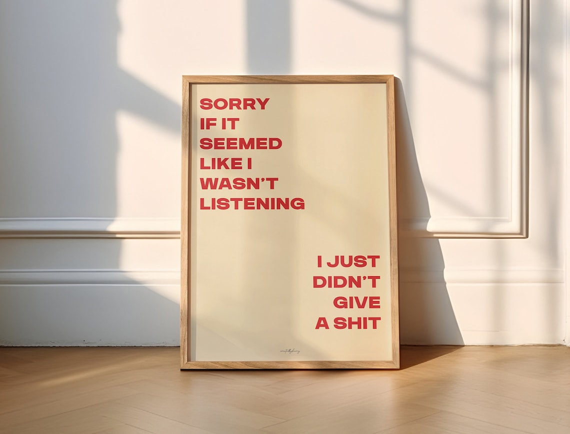 I Just Didn't Give a Shit Funny Minimalist Art Print