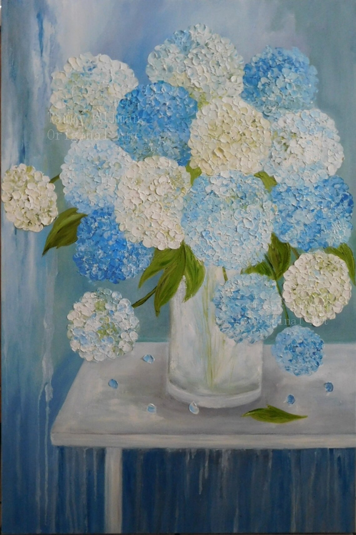 Custom Hydrangea Oil Painting, Botanical Art Print - Image 3