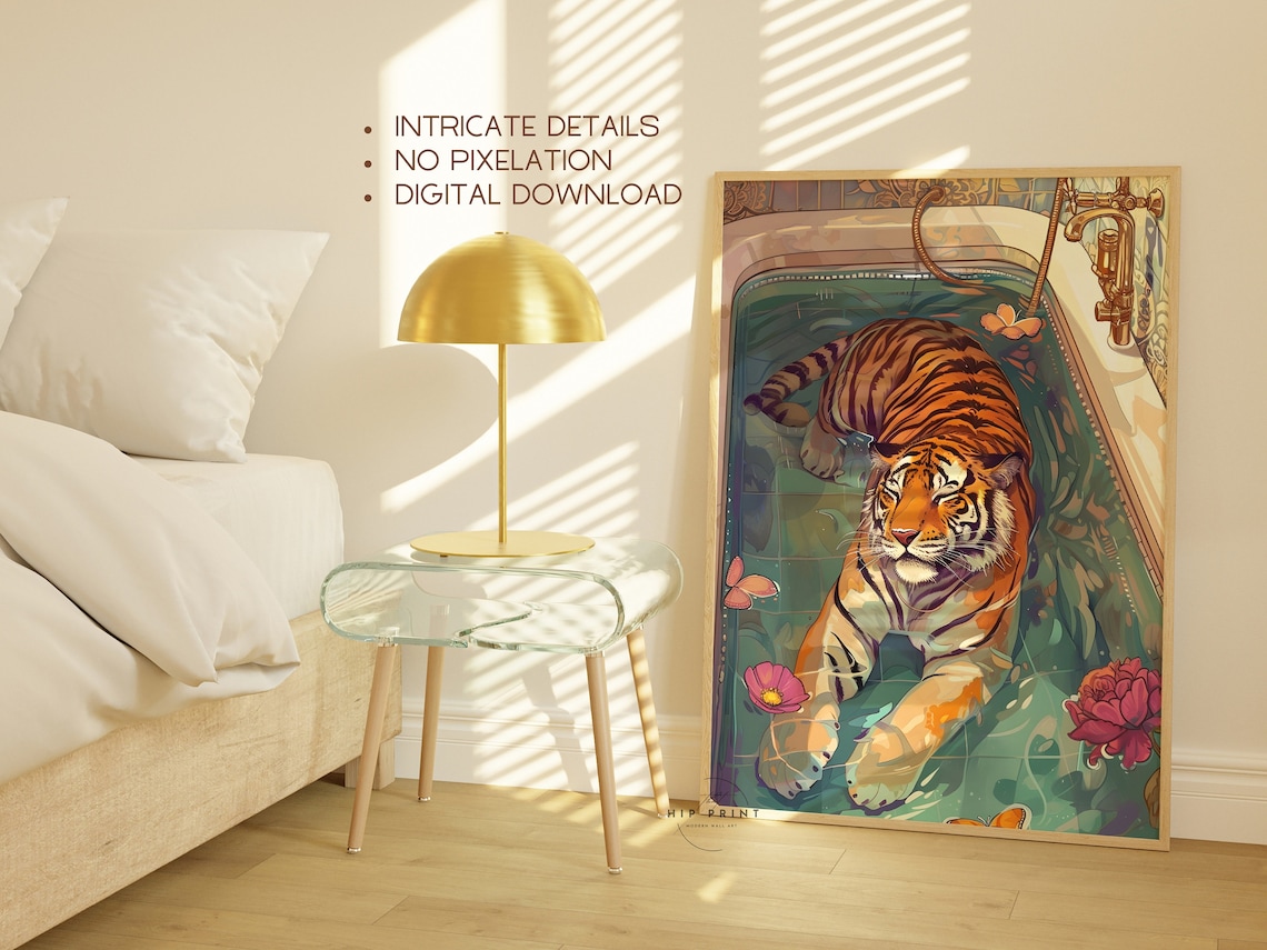 Trendy Tiger Maximalist Animal Art Print - Image 5