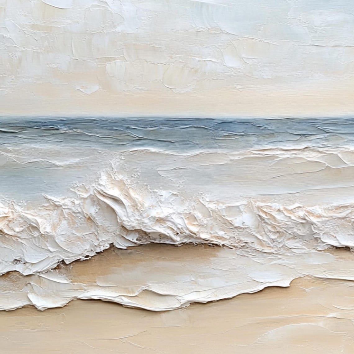 Blue Gray Shoreline Wave With Foamy Crest Over Warm Sand Poster - Image 2