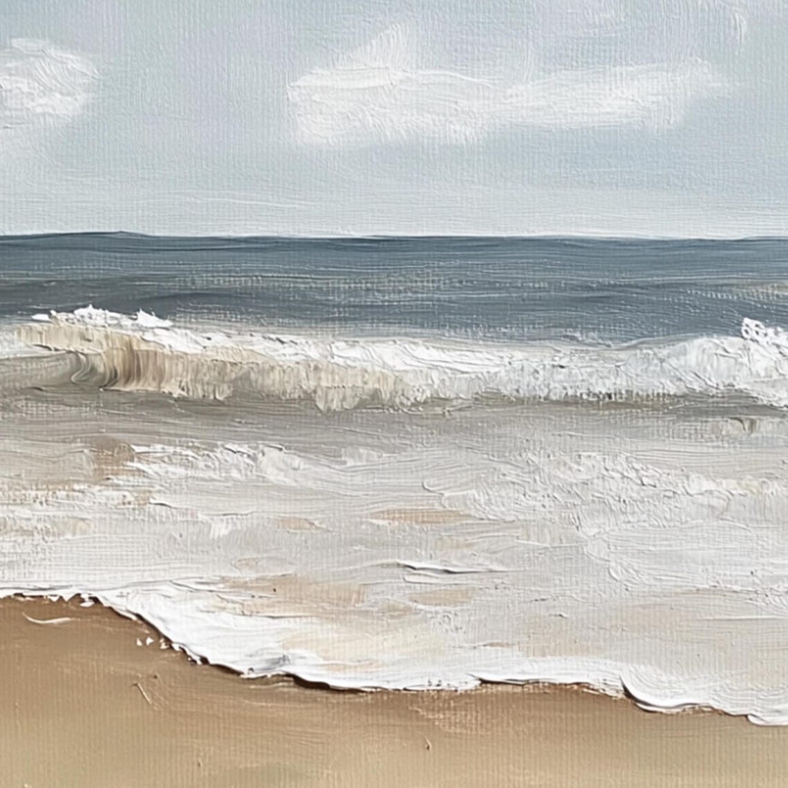 Original Sea Landscape Wall Art Blue Ocean Seascape Painting Beach Abstract Painting Sky And Sea Wall Painting Modern Living Room Art Decor - Image 2