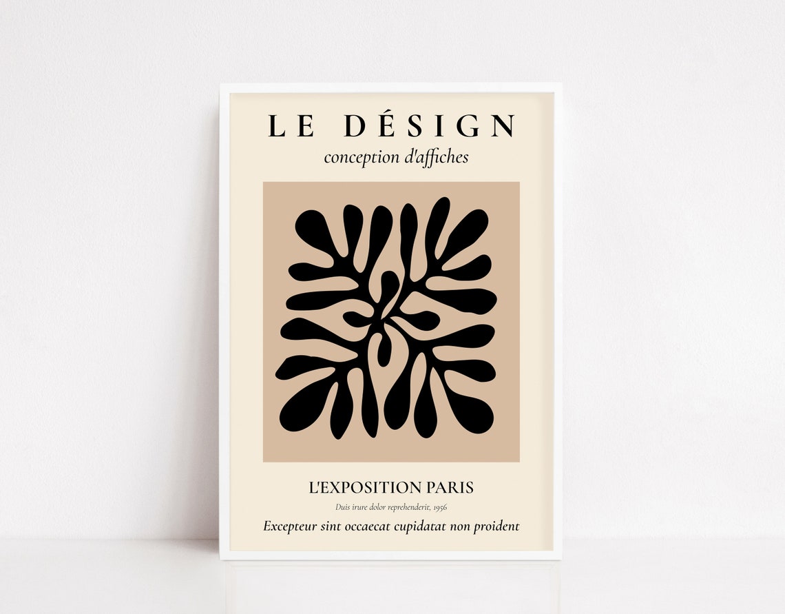 Matisse Style Black Organic Shape Paris Exposition Gallery Poster