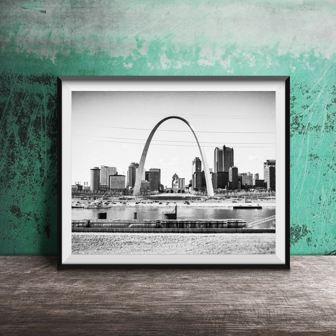 St Louis Gateway Arch Skyline Mississippi River Cityscape Poster - Image 2