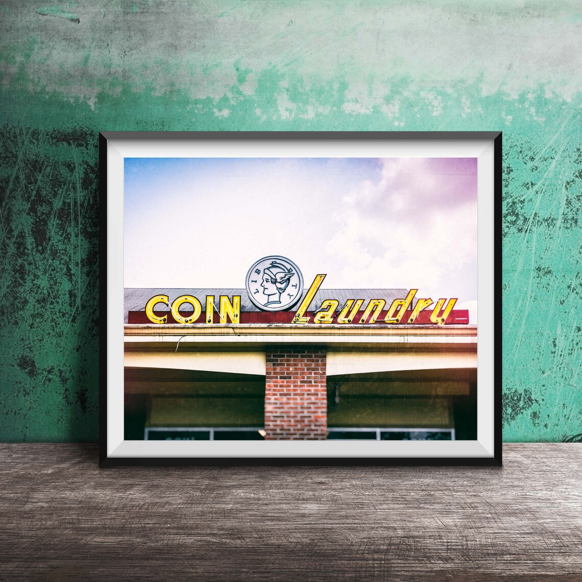 Coin Laundry Vintage Neon Sign Photography, Art Print