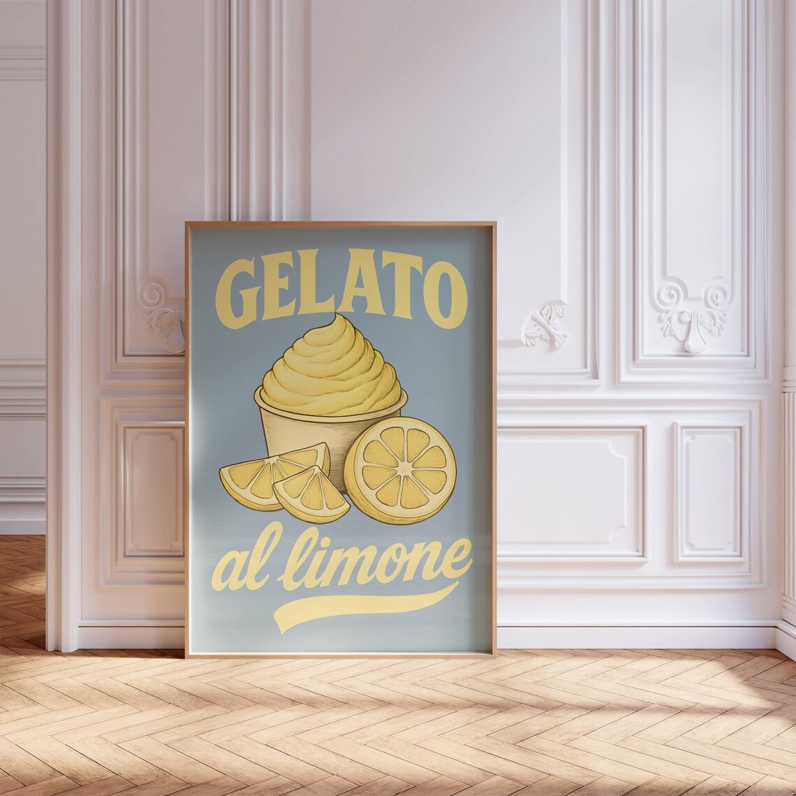 Gelato Al Limone Lemon Italian Retro Sweet Vintage Kitchen Poster