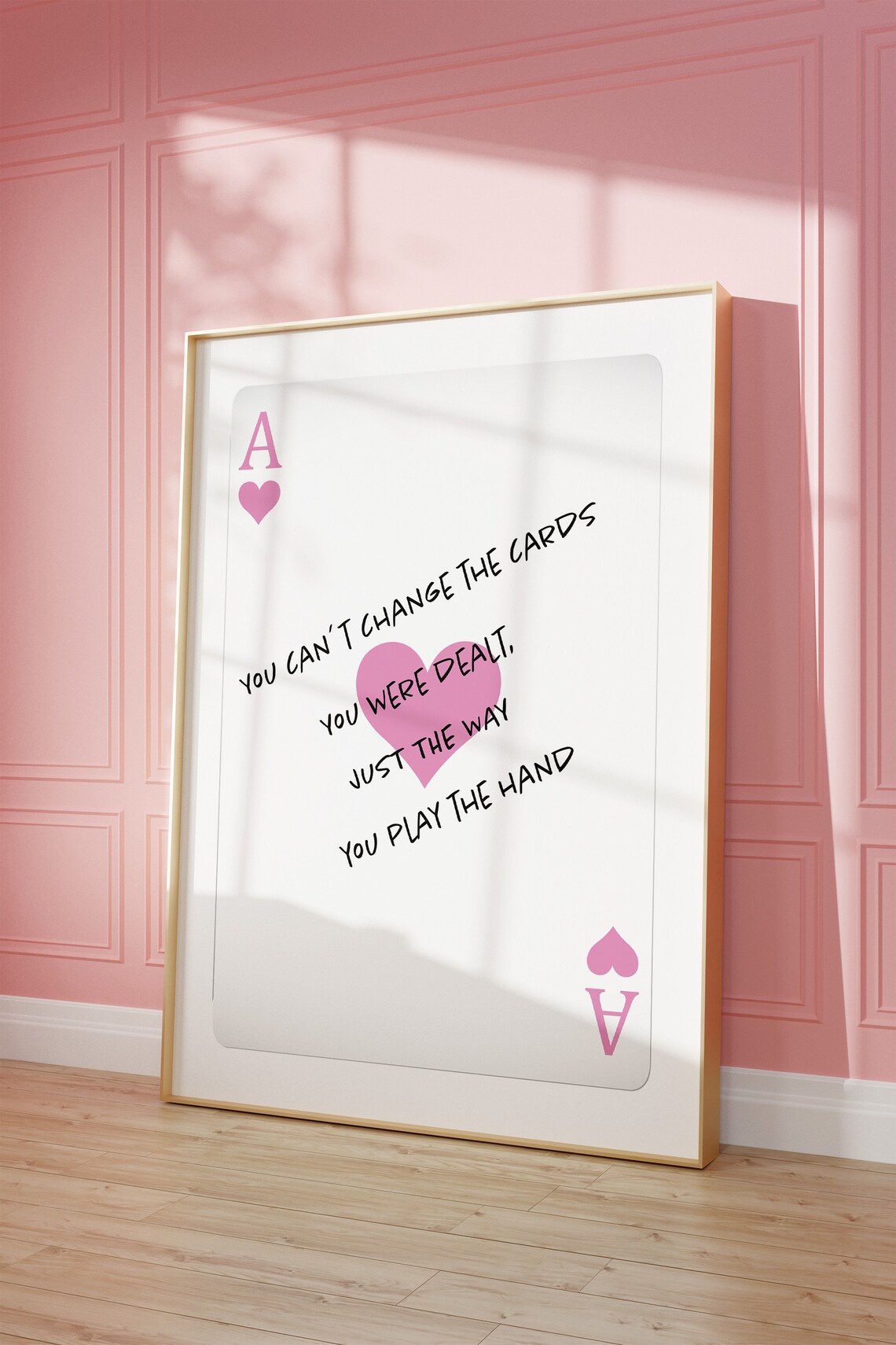 Ace Of Hearts Lucky Card Motivational Life Quote Handwritten Poster