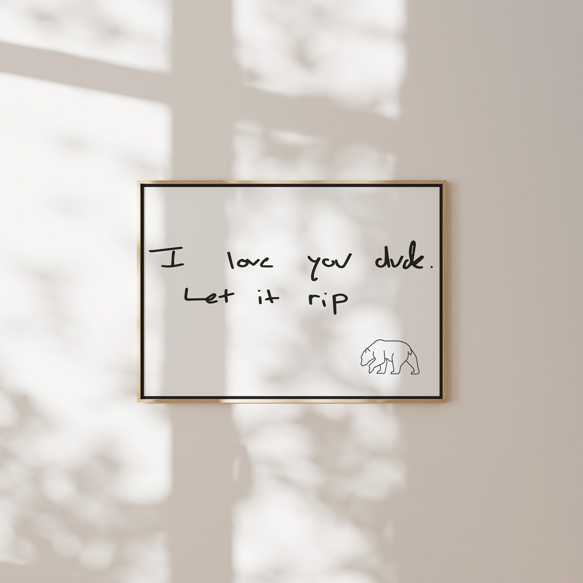 I Love You Dude Let It Rip Bear Line Art Cute Funny Humor Poster - Image 2