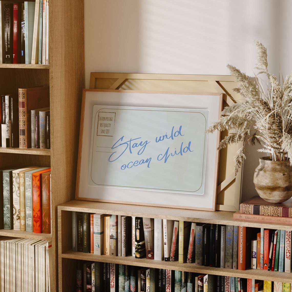 Stay Wild Ocean Child Blue Script Vintage Coastal Postcard Poster - Image 2