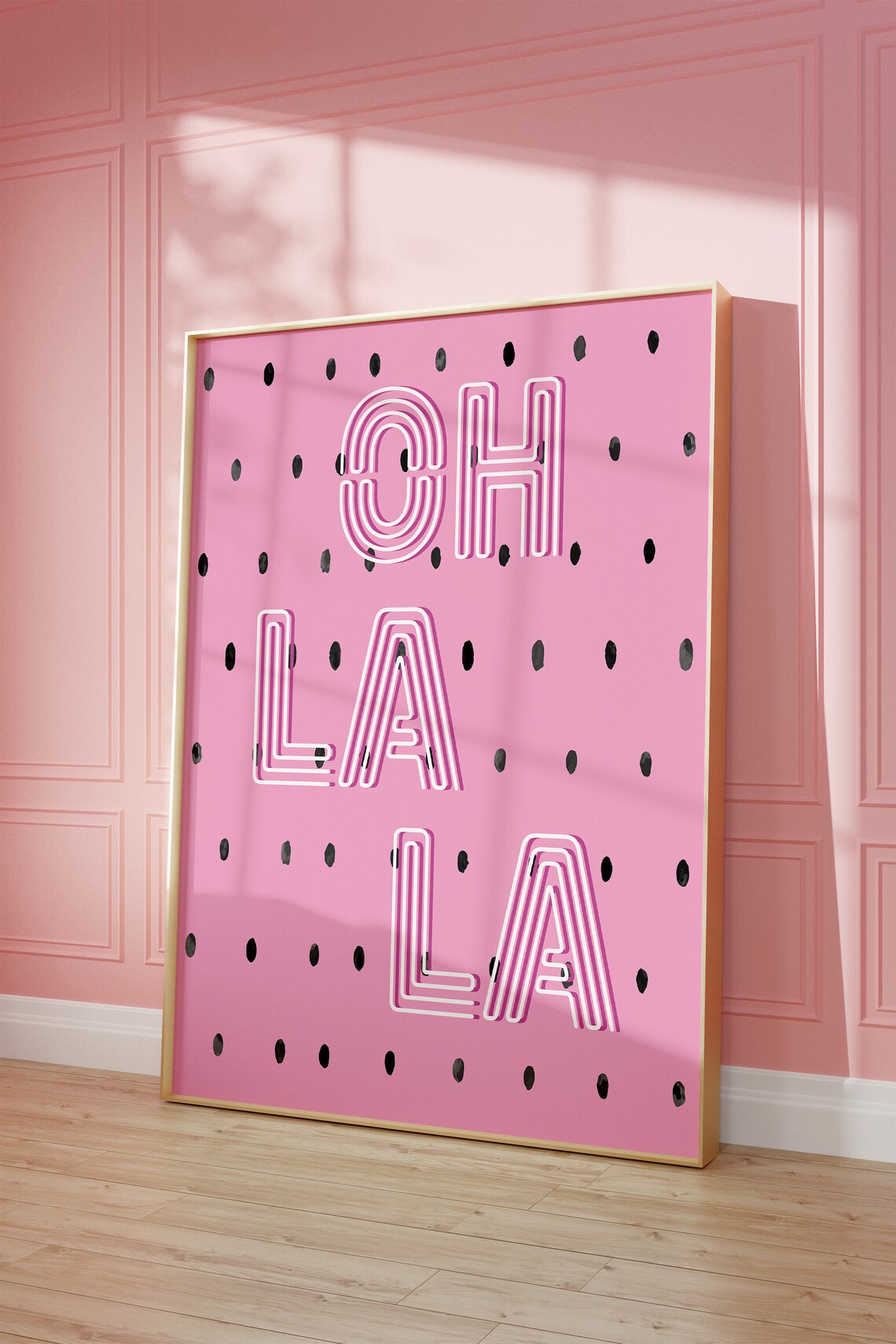 Pink Watermelon Slice Oh La La Neon Style French Quote Art Poster