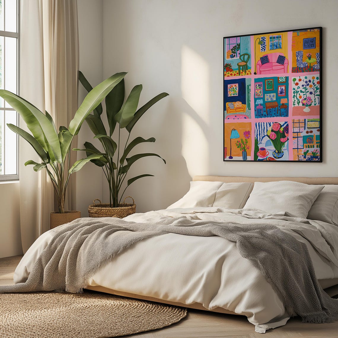 Colorful Room Collage Interiors Matisse Style Maximalist Wall Art - Image 5