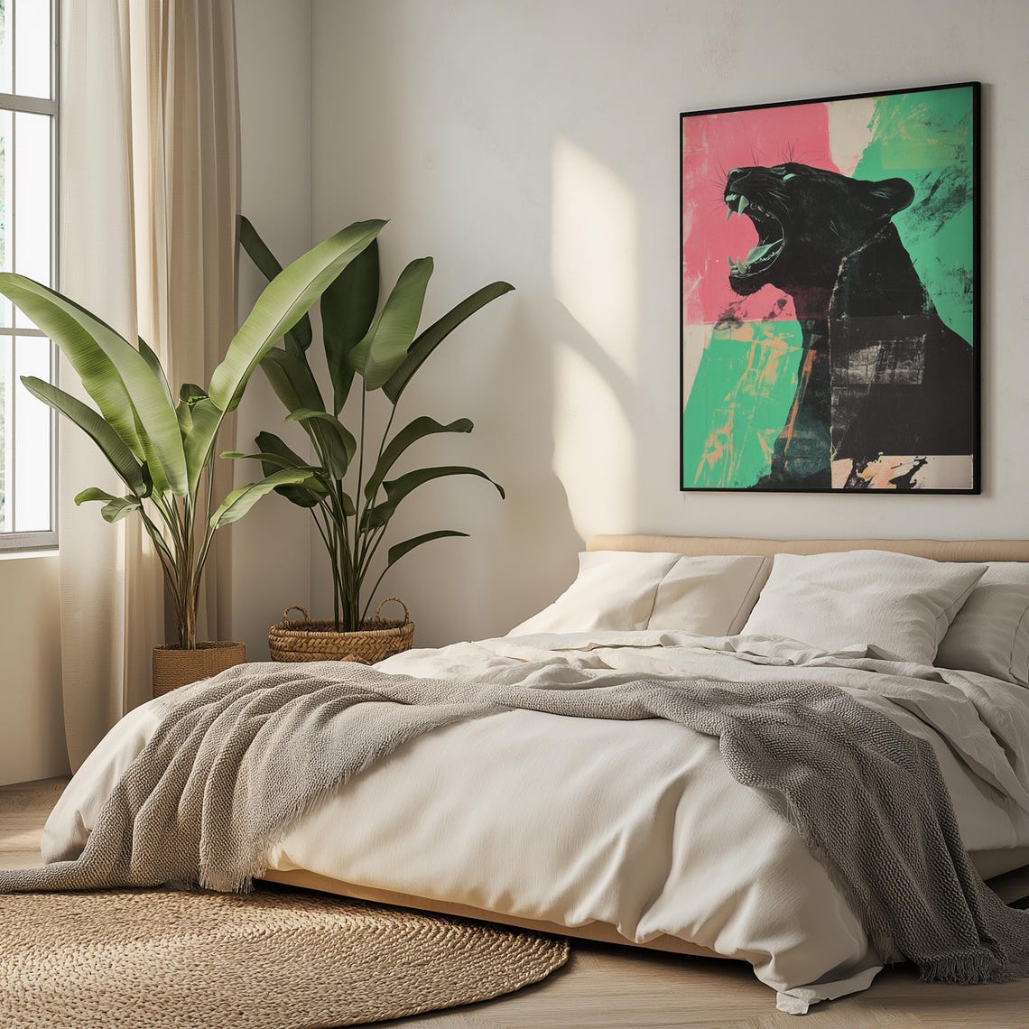 Roaring Black Panther Pop Art Pink and Green Bold Statement Poster - Image 5