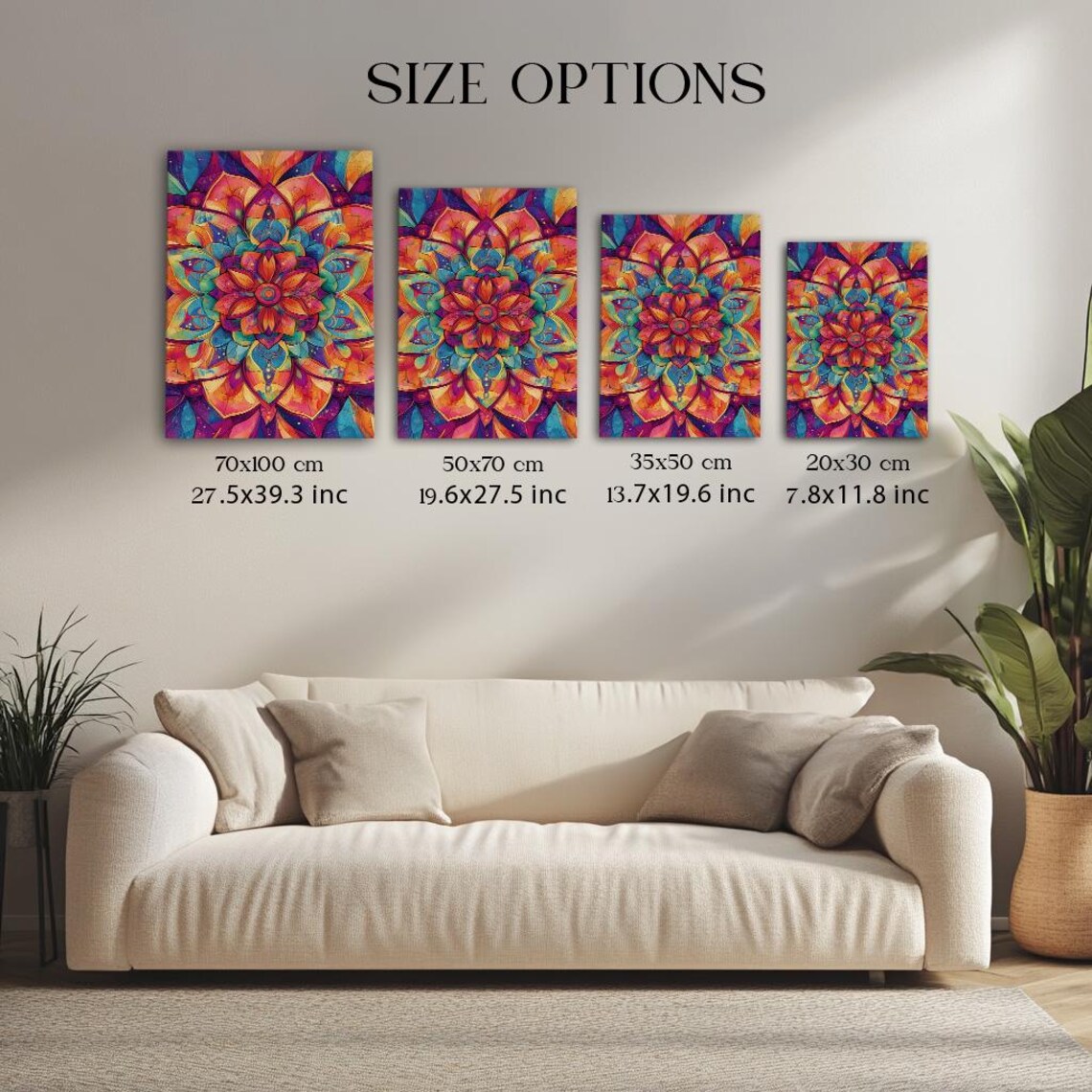 Vibrant Rainbow Mandala Flower Bohemian Spiritual Yoga Art Poster - Image 3