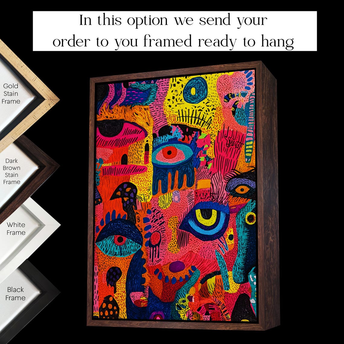 Psychedelic Colorful Trippy Eye Pattern Abstract Modern Boho Wall Art - Image 3