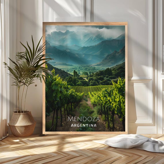 Mendoza Travel Poster Print Argentina Wall Art Wanderlust Home And Office Decor Gift For Travelers