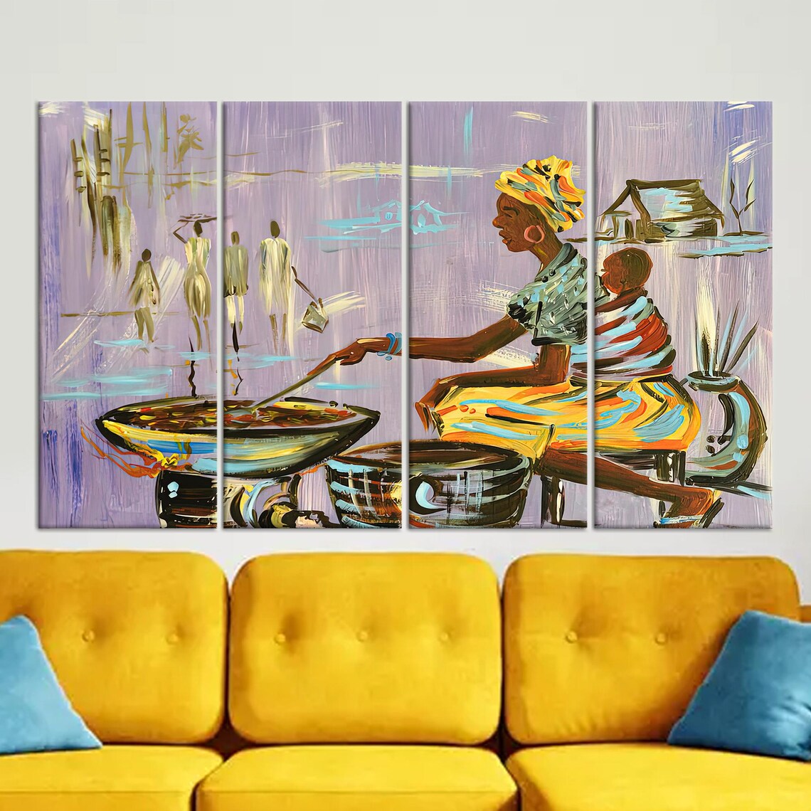 African Mother Cooking, Authentic Nigerian Art Print - Image 2