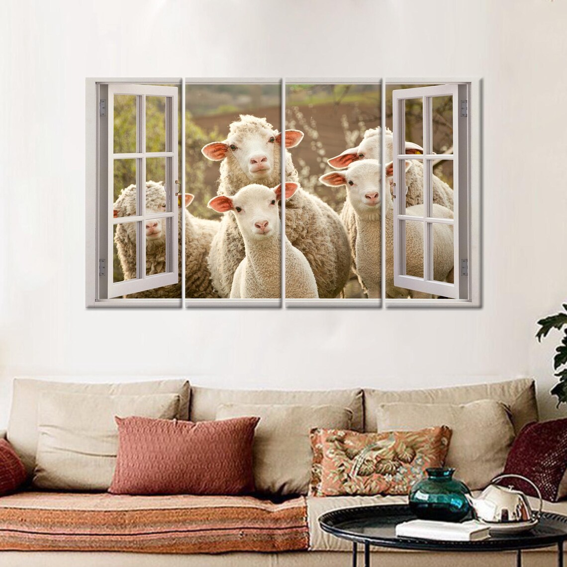 Personalized Sheep Looking Through The Window Art Print - Image 3
