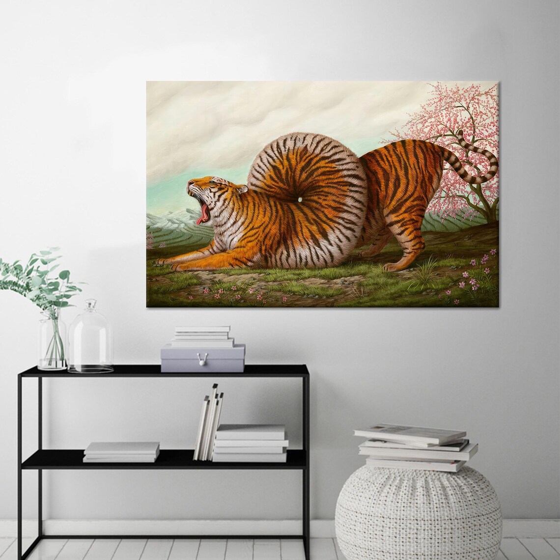 Surreal Tiger Art, Minimalist Bedroom Decor