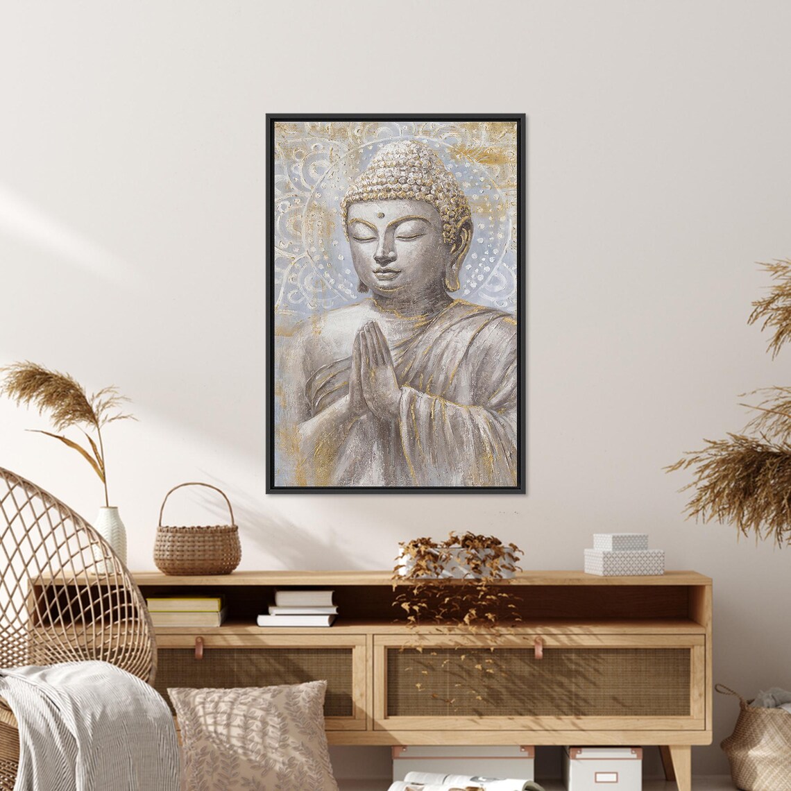 Asian Tempered Glass Buddha, Modern Buddhist Decor - Image 3