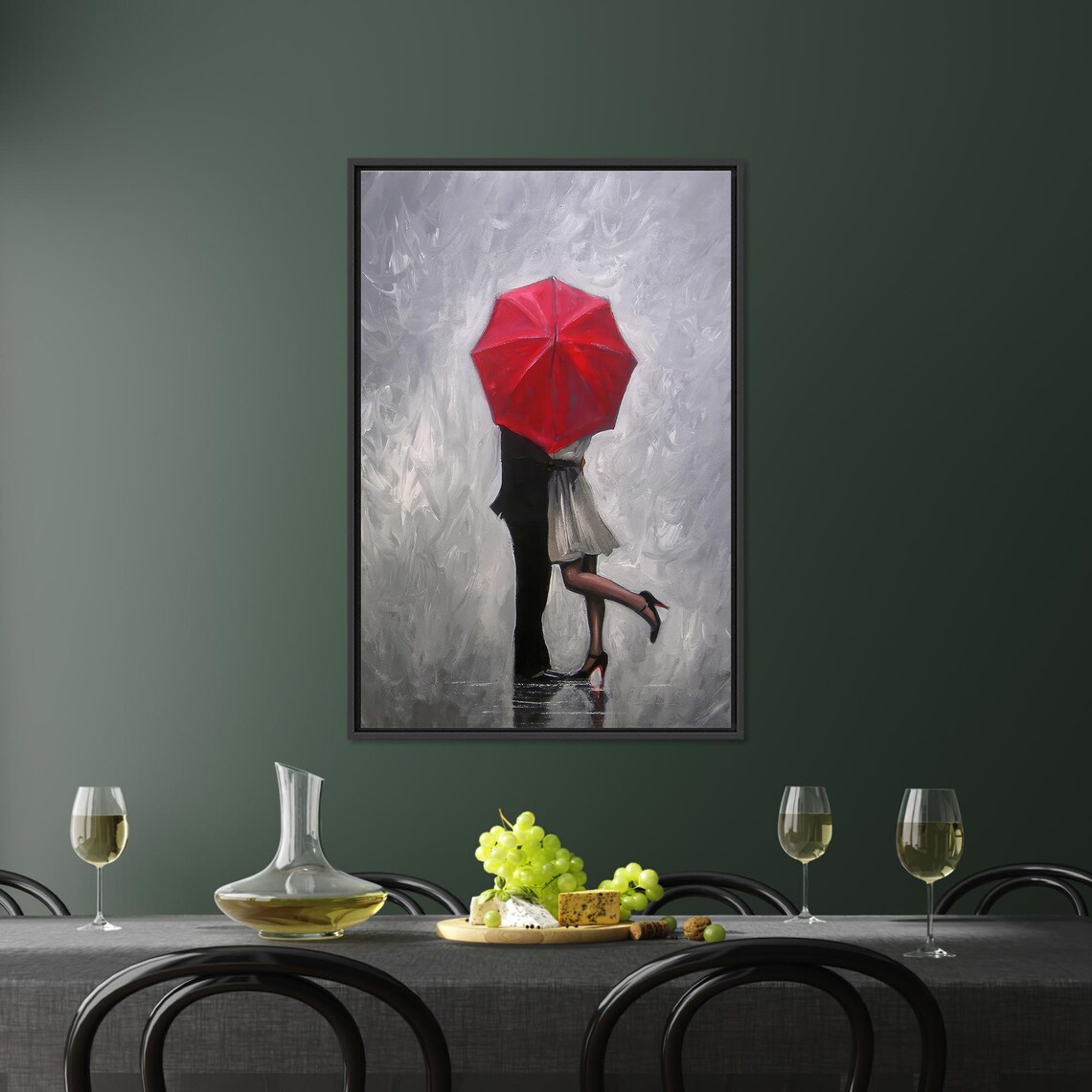 Couple With Red Umbrella, Romantic Wall Art - Image 3