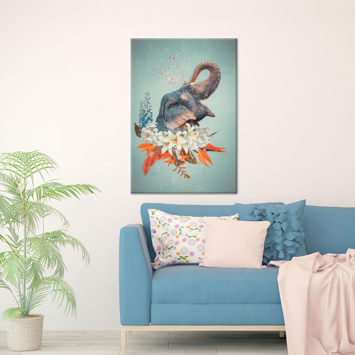 Elephant Art, Modern Animal Decor Gift For Her - Image 3