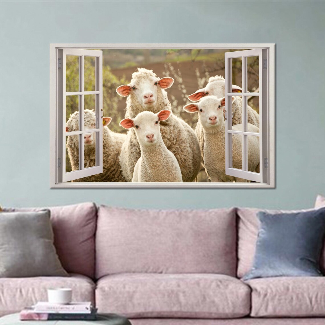 Personalized Sheep Looking Through The Window Art Print
