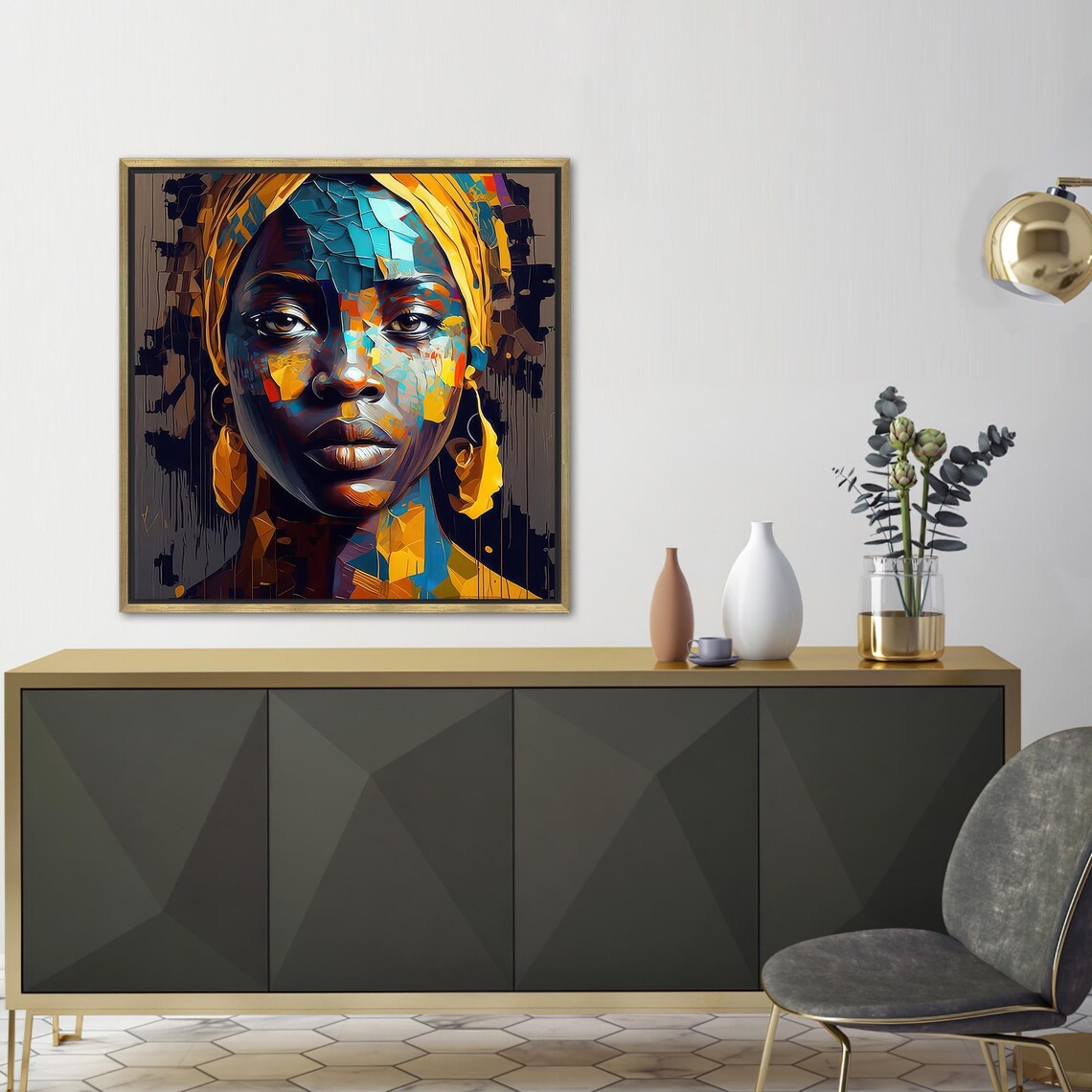 African Woman Glass Decor, Ethnic Wall Art - Image 2