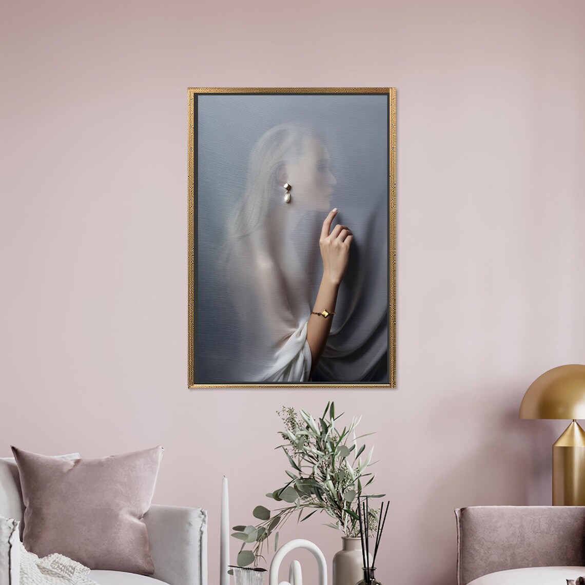 Behind Curtain Woman Decor, Abstract Modern Art - Image 2