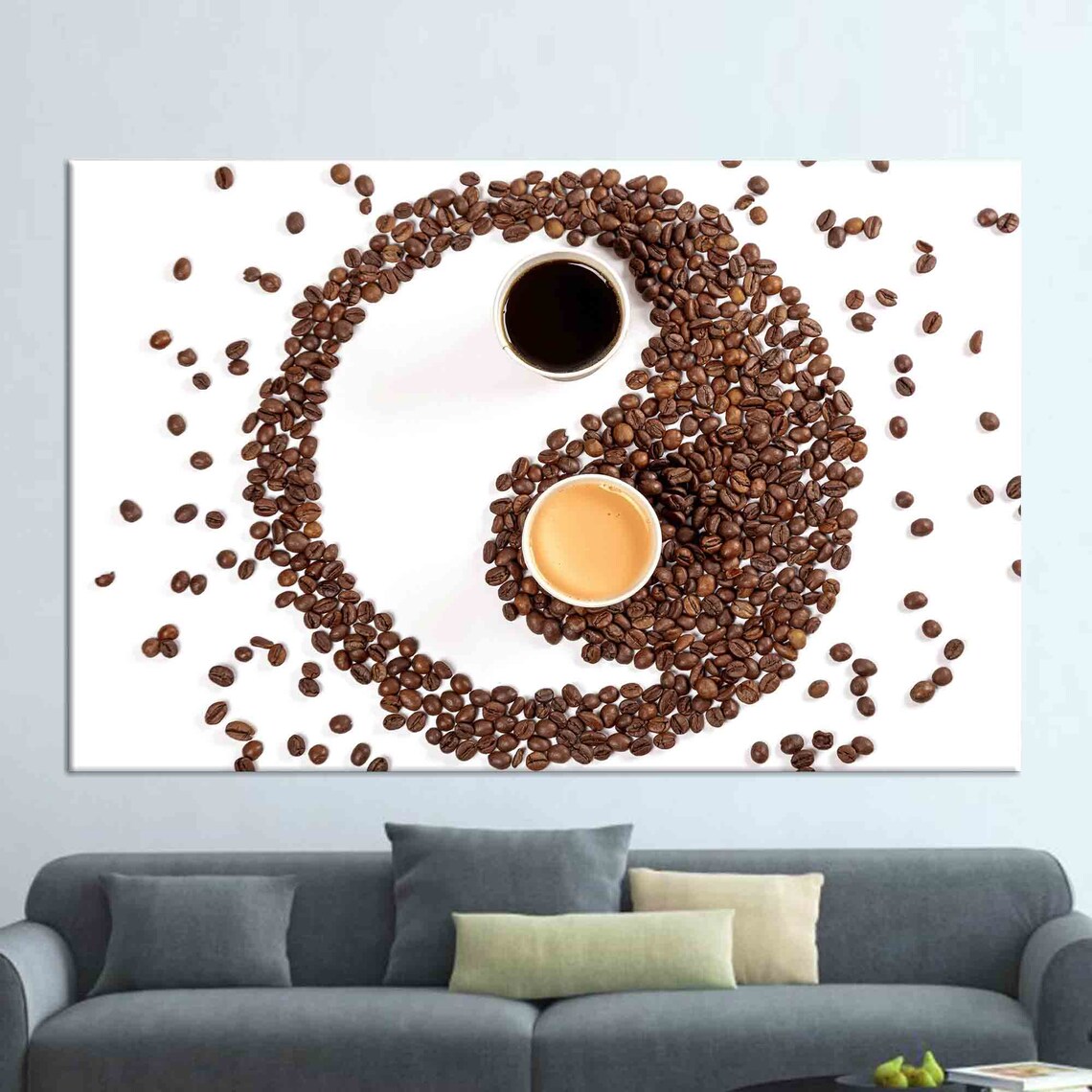 Coffee Yin Yang Art, Modern Cafe Artwork