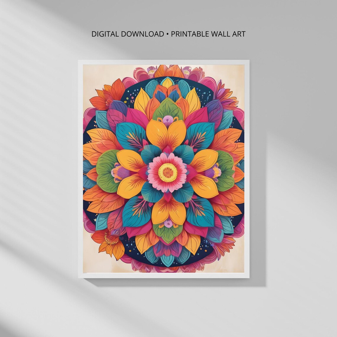 Modern Botanical Art Print, Colorful Floral Explosion