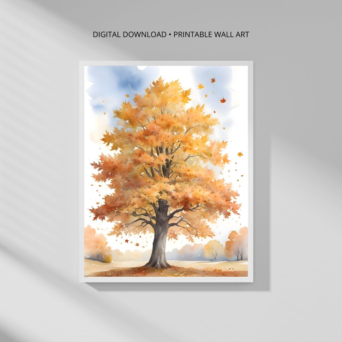 Modern Botanical Wall Art Print Autumn Maple Tree Minimalist Decor