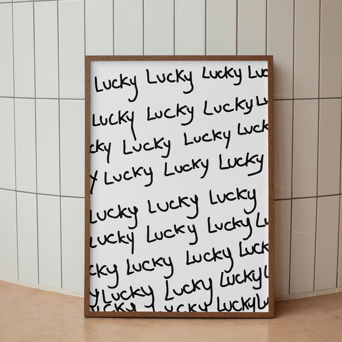 Lucky Repeating Word Handwritten Positive Affirmation Art Print