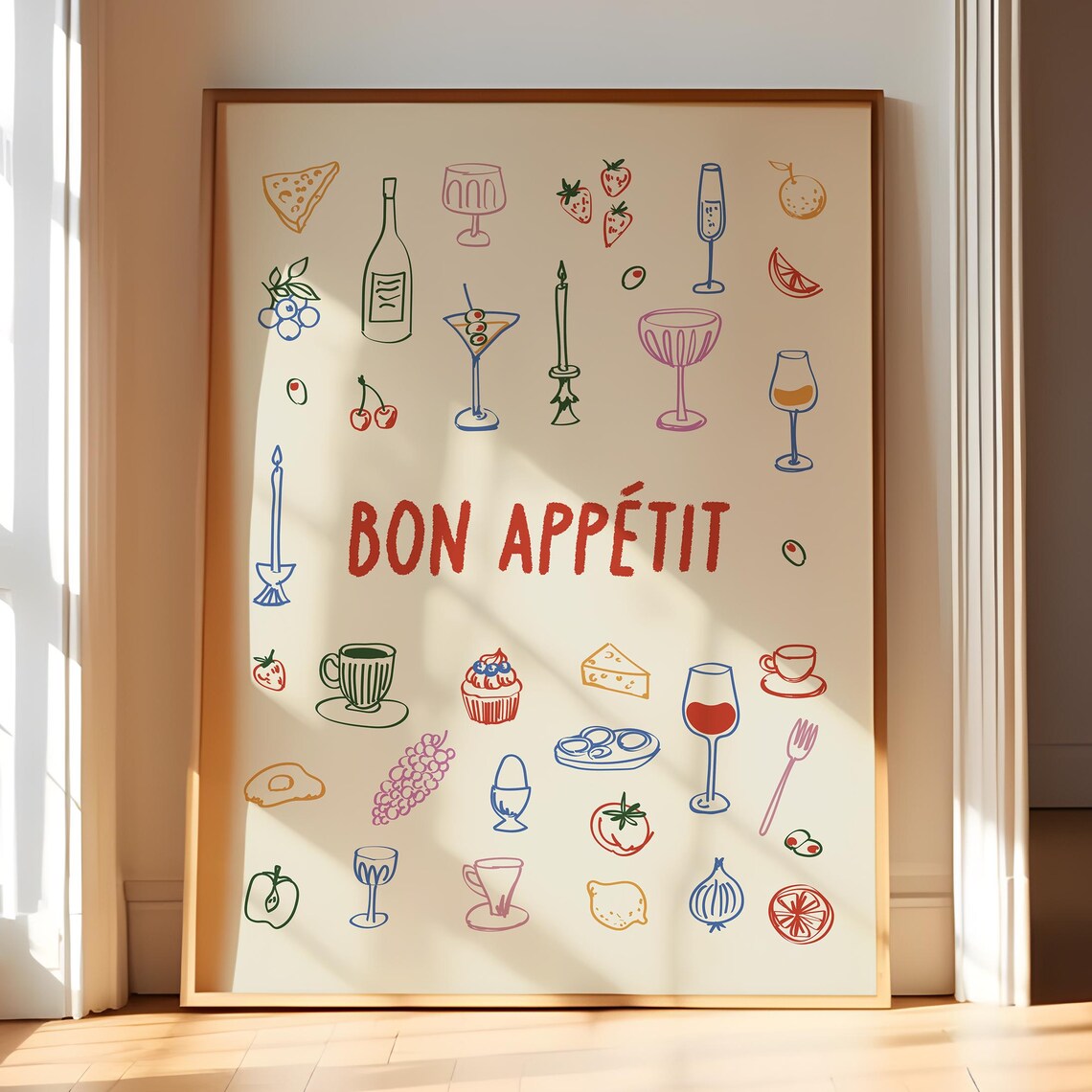 Bon Appetit Kitchen Foodie Art, Wine Bar Print