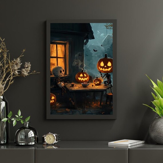 Halloween Creepy Scary Evening Poster Spooky Wall Art For Home Or Cafe Decor Trendy Print