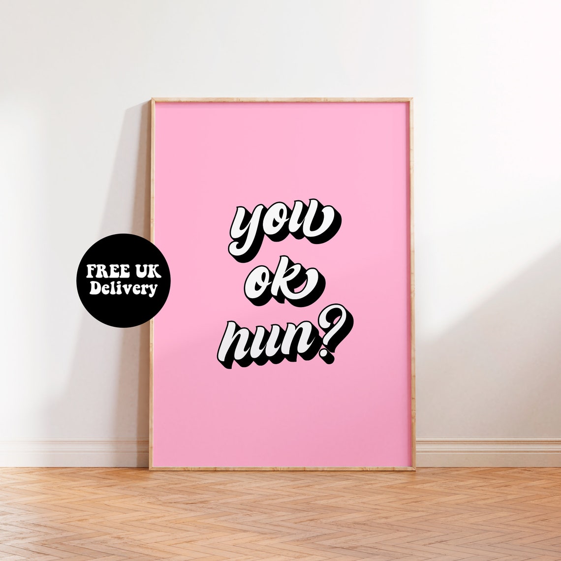 You Ok Hun Typography Print Text Quote Art Print Unframed A5 A4 A3 Poster Gallery Wall Decor Funny Quote Wall Art Retro Bold Type Print
