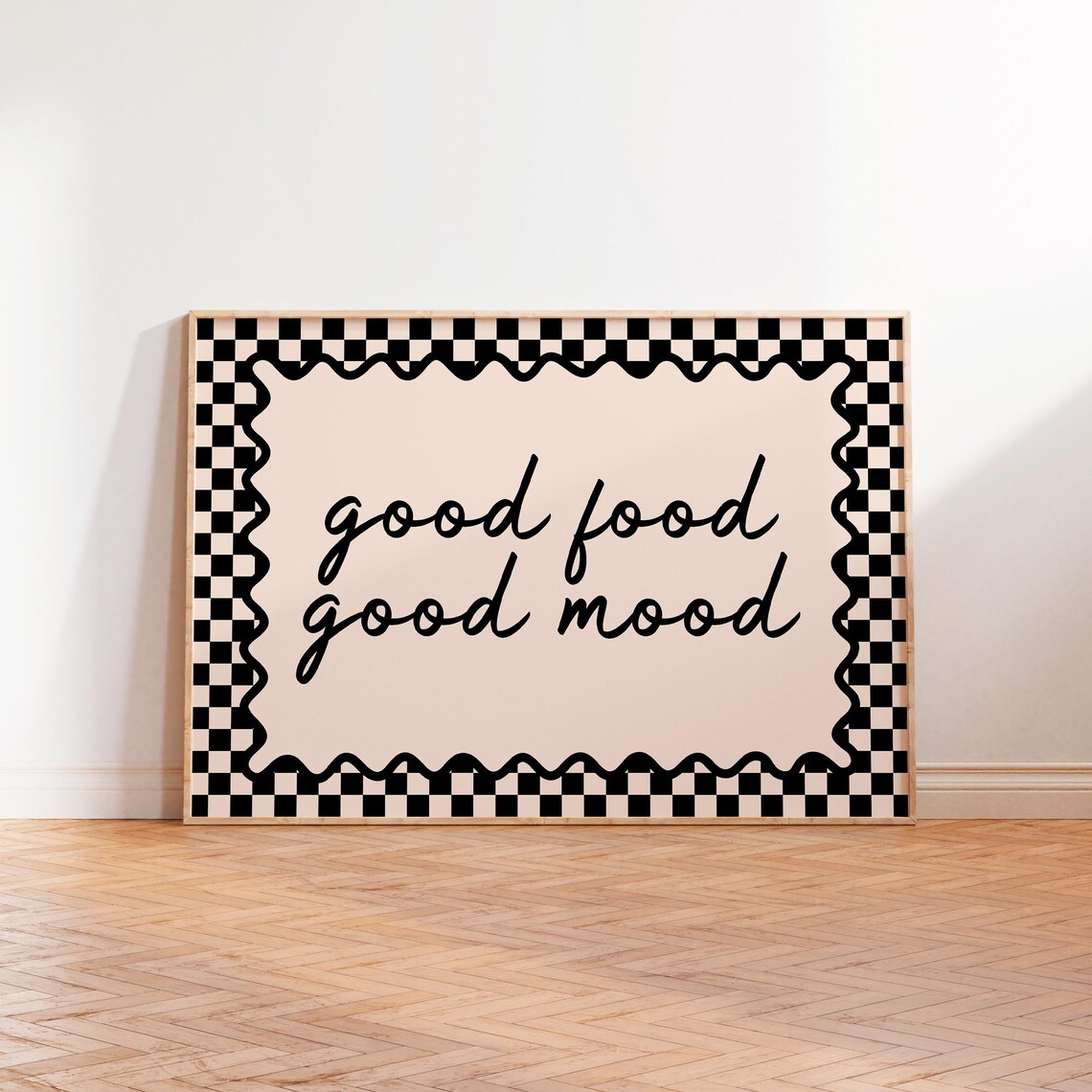 Good Food Good Mood Art Print, Kitchen Quote Decor