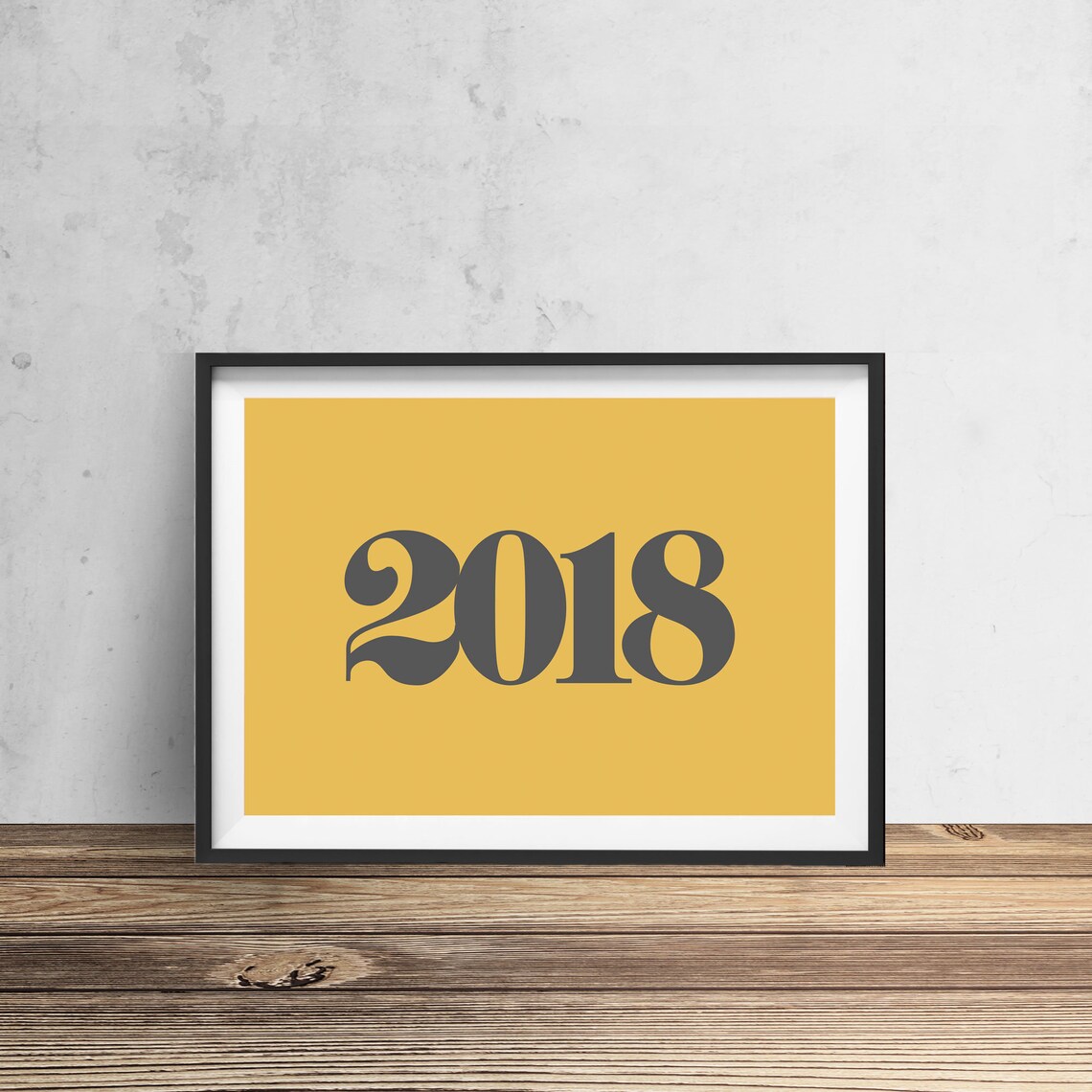 Personalised Custom Year Typography Wall Art Print Mustard Custom Gift Print Personalised Decor Year Number Print Unframed A5 A4 A3 Print - Image 2