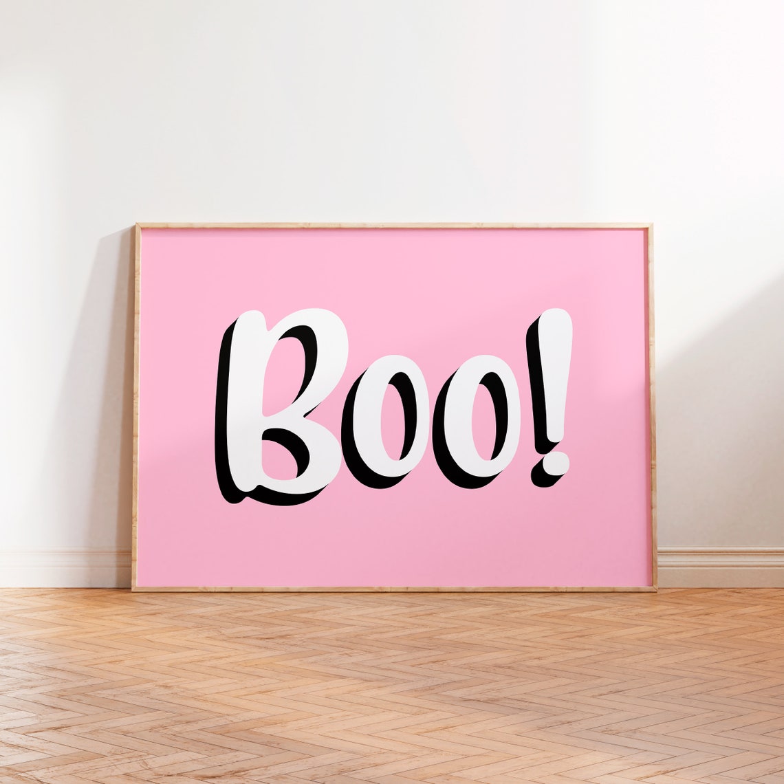 Boo Pink Halloween Ghost Typography Poster Pinkween Party Wall Decor