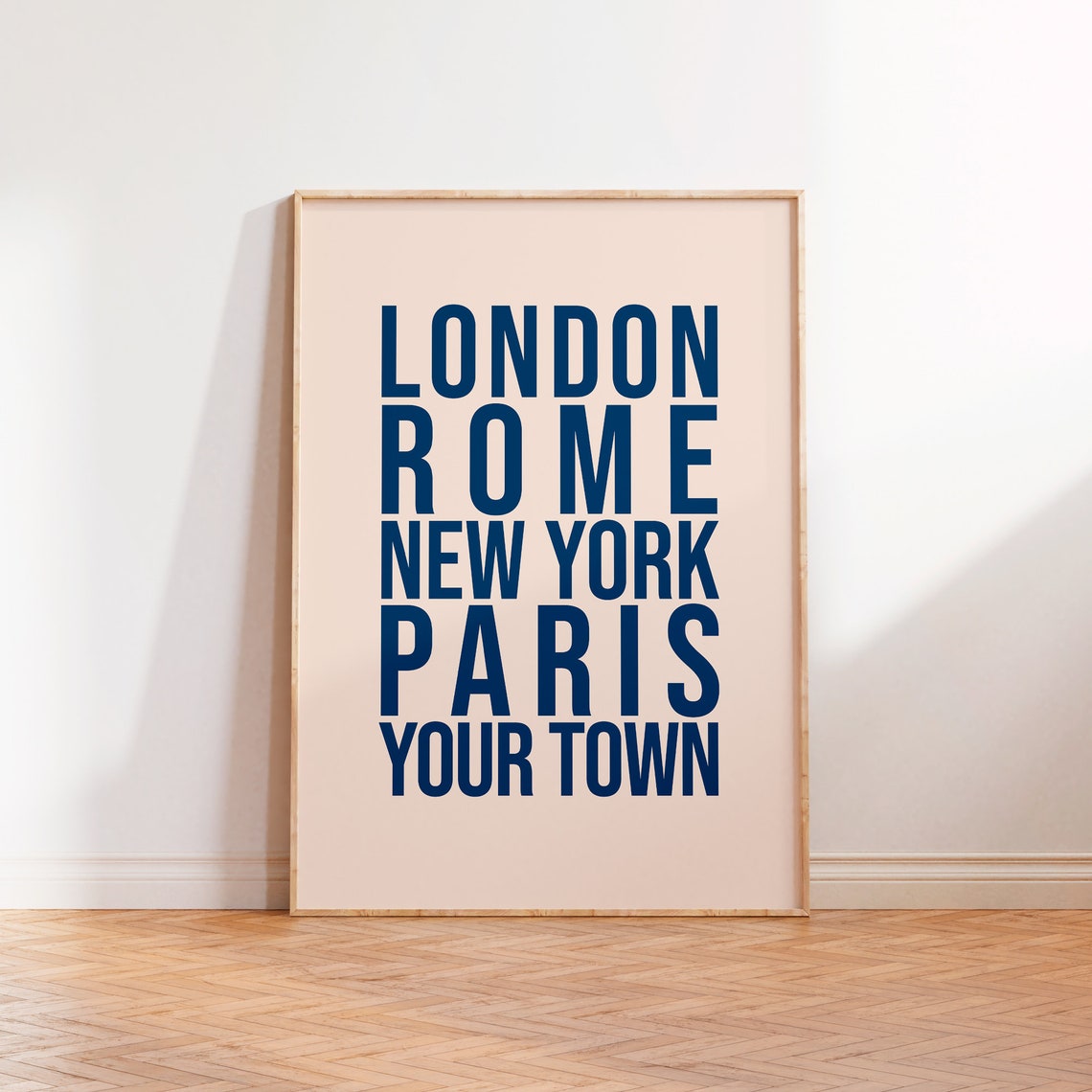 London Rome New York Paris Your Town Navy Typography Poster Gift
