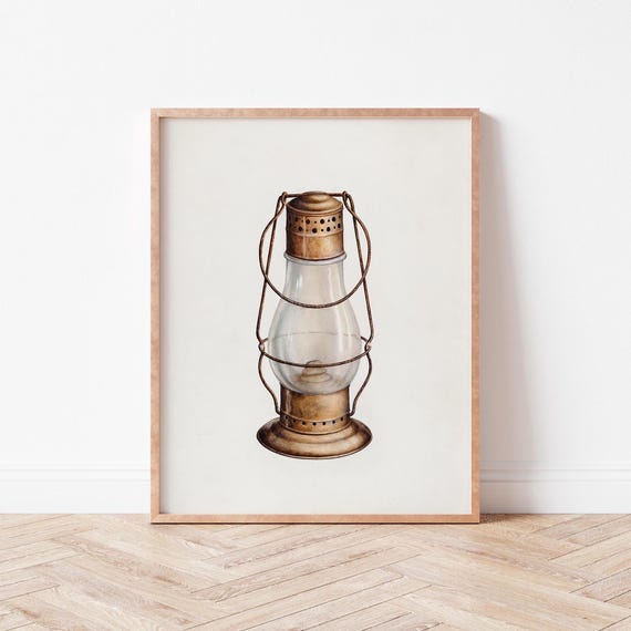 Vintage Western Cowboy Lantern Print Wall Art Decor Wild West Violets Prints We0014