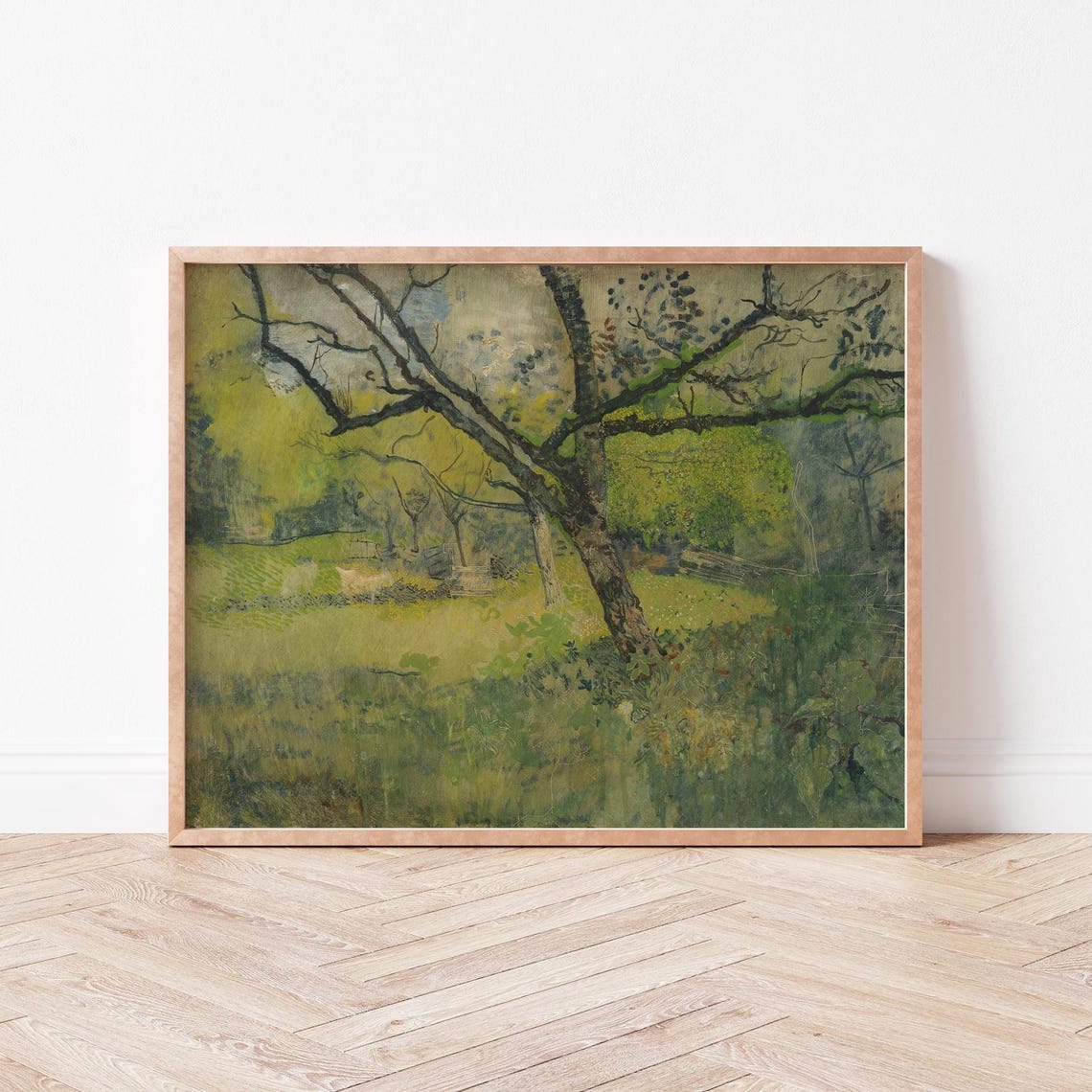Vintage Dutch Orchard Landscape With Old Green Trees Wall Art