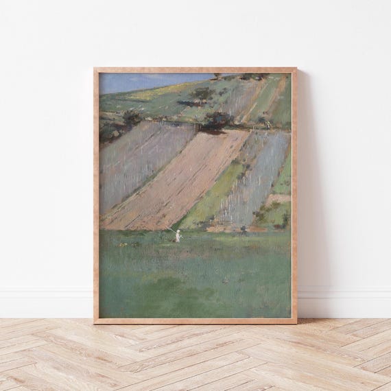 Abstract Fields Landscape Art Print Farmhouse Rustic Country House Wall Decor Wild Violets Prints La0009