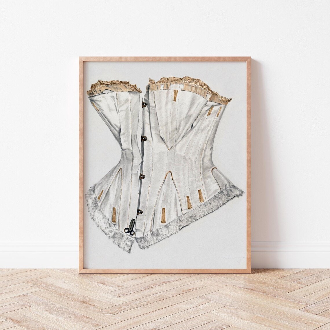 Feminine Vintage Western Corset Wall Art Wild West Decor Rustic Country Style Violets We0015