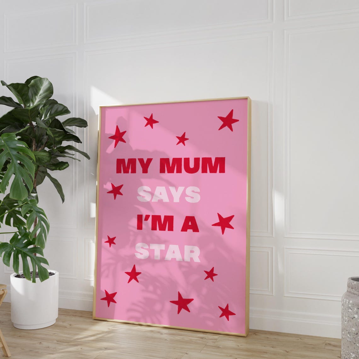 My Mum Says I'm A Star Pink Confidence Quote Bedroom Star Poster - Image 2
