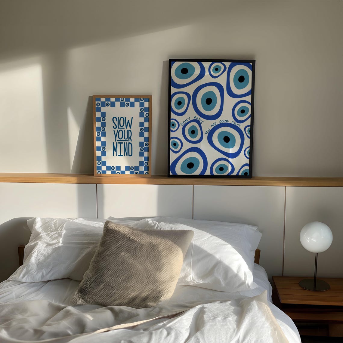 Don't Panic You Are Doing Great Blue Evil Eye Pattern Poster - Image 3