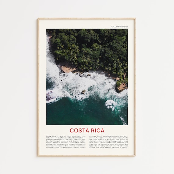 Costa Rica Aerial Rainforest Coast Waves Top Down Travel Poster