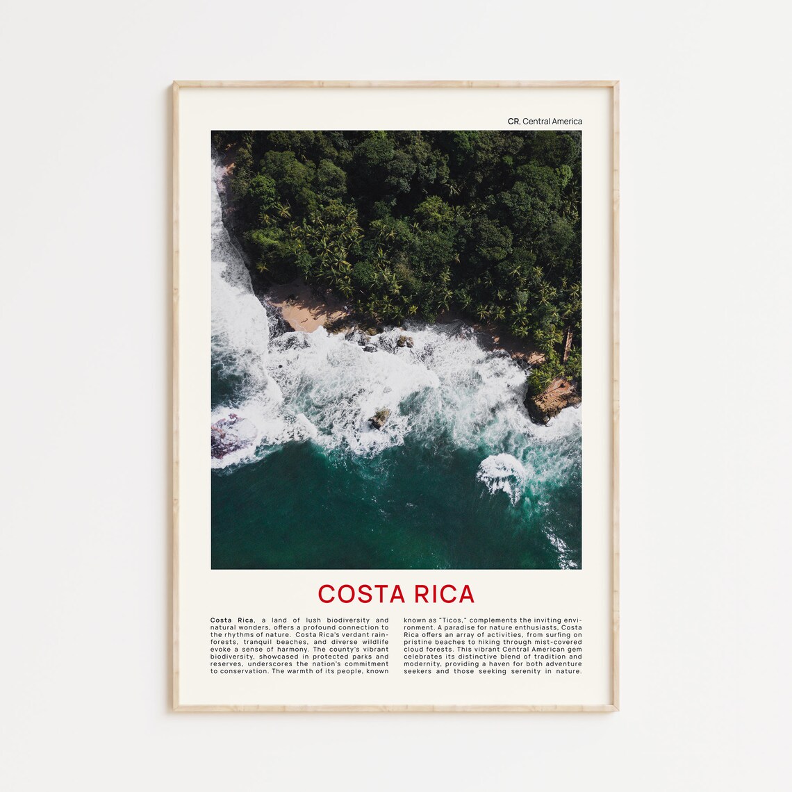 Costa Rica Aerial Rainforest Coast Waves Top Down Travel Poster