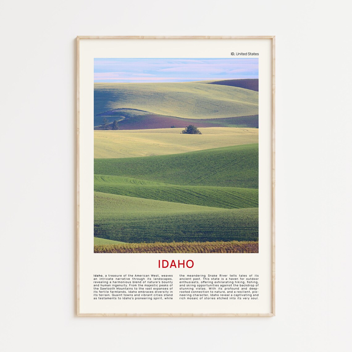 Idaho Rolling Green Farmland Hills Pastel Sky Film Photo Poster