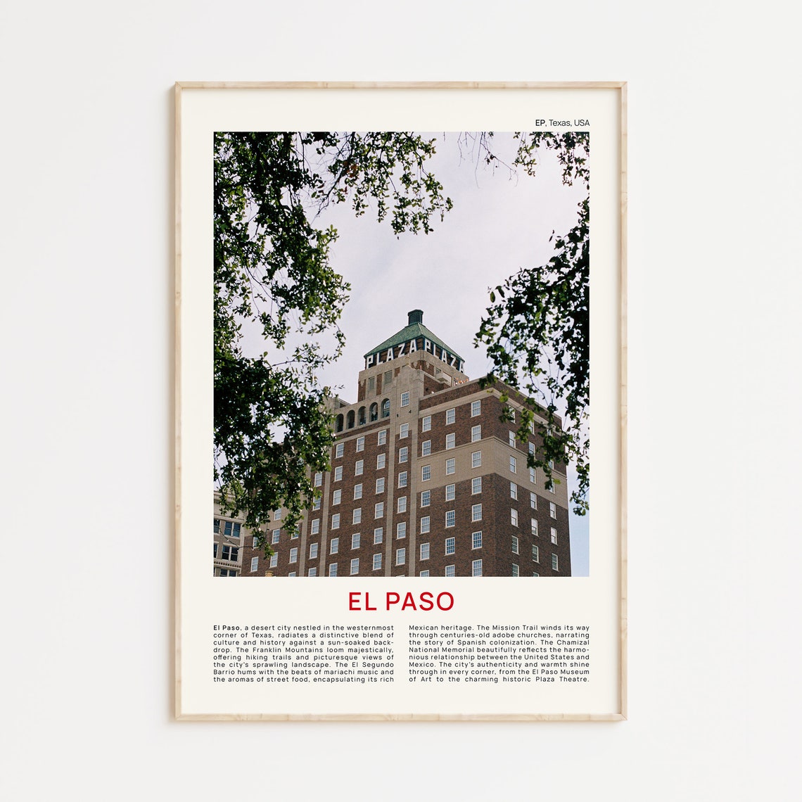 El Paso Historic Plaza Theatre Tower Downtown Texas Photo Poster