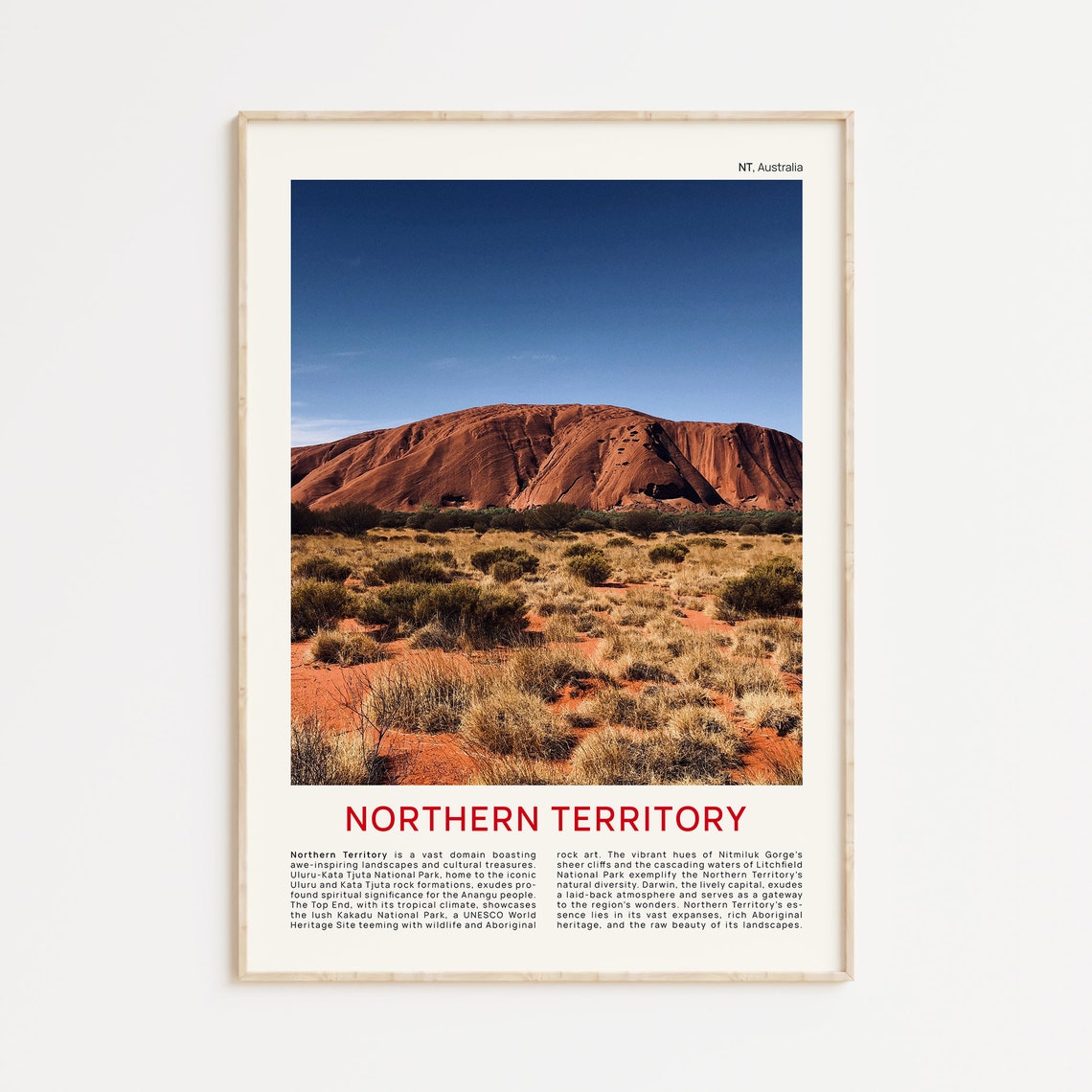 Uluru Red Rock Desert Northern Territory Australia Travel Poster