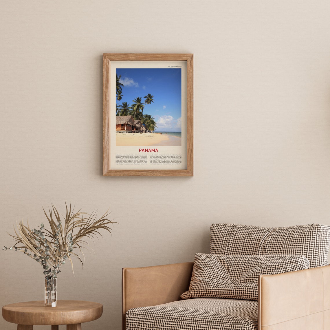 Panama Tropical Beach Palm Trees Thatched Huts Photography Poster - Image 4